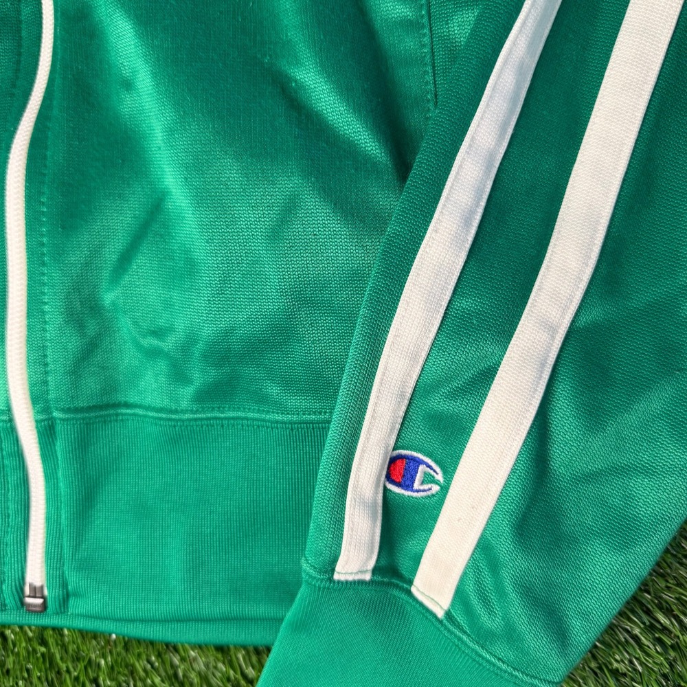 Champion University of Akron Green Full Zip Track Jacket Womens Small Striped - Picture 2 of 7